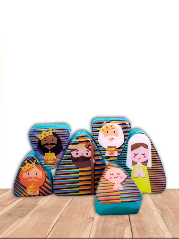Pesebre Triangular Reversible de Seis Piezas Tema Cruz Diez