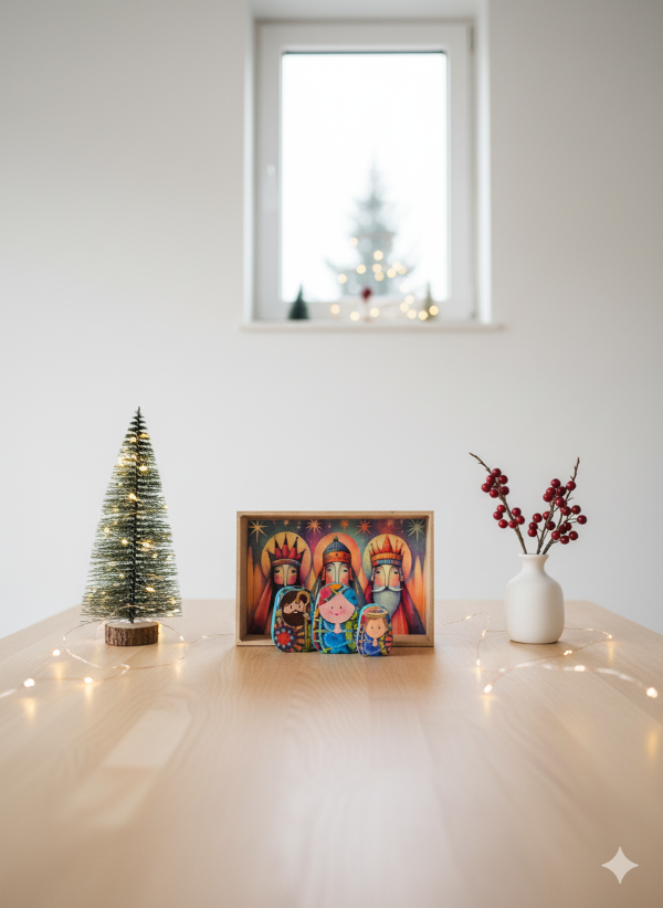 Pesebre Vitral de Tres Piezas