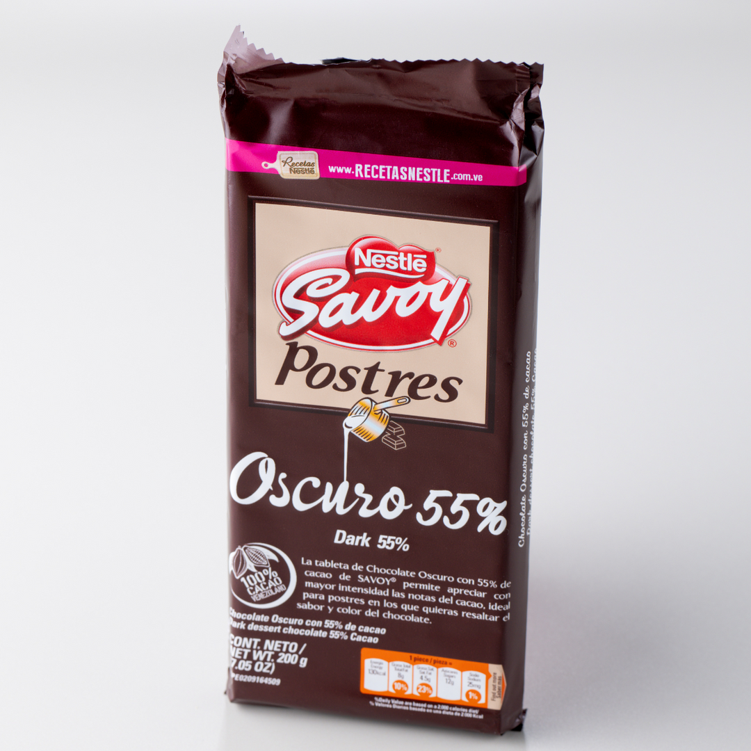 Caja Chocolate Savoy Oscuro Postres 55% - 4 Unidades