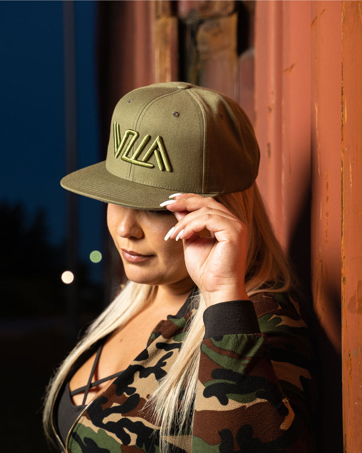 VZLA Army Green Flat Bill Snapback Hat