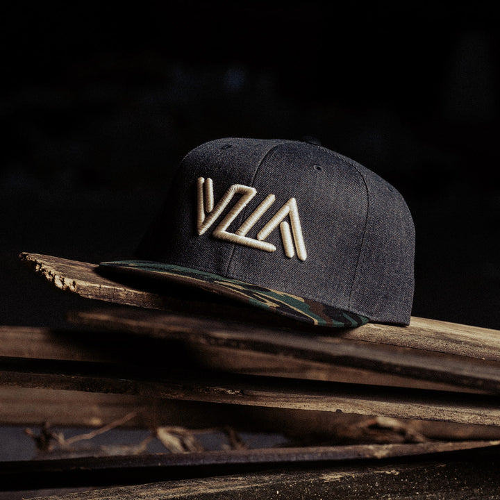 VZLA Dark Heather Camo Flat Bill Snapback Hat