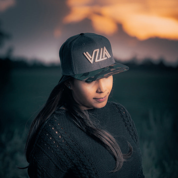 VZLA Dark Heather Camo Flat Bill Snapback Hat