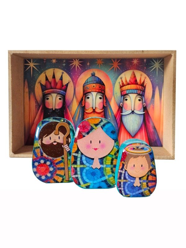 Pesebre Vitral de Tres Piezas